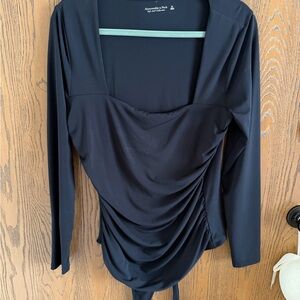 Abercrombie & Fitch Black Draped Bodysuit